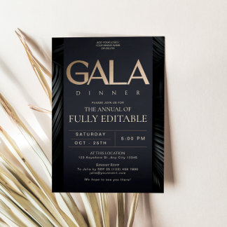 Tarjeta de Invitación a la Cena de Gala en Oro Neg