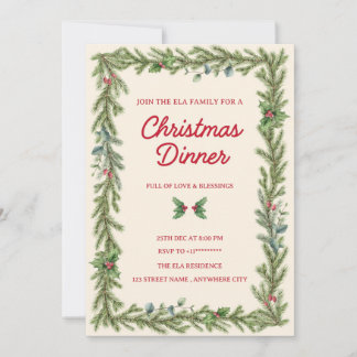 Tarjeta de invitación a la cena de Navidad