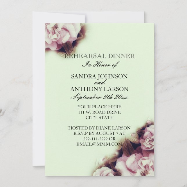 Tarjeta de invitación a la cena de Rosa de época (Anverso)