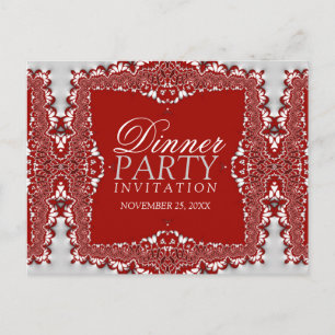 Tarjeta de Invitación a la Cena Satin Plata Encaje