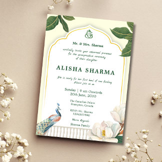 Tarjeta de invitación a la ceremonia de arroz de A