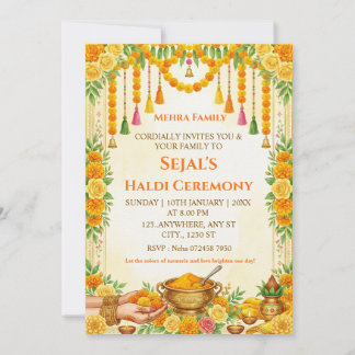 Tarjeta de Invitación a la Ceremonia de Haldi