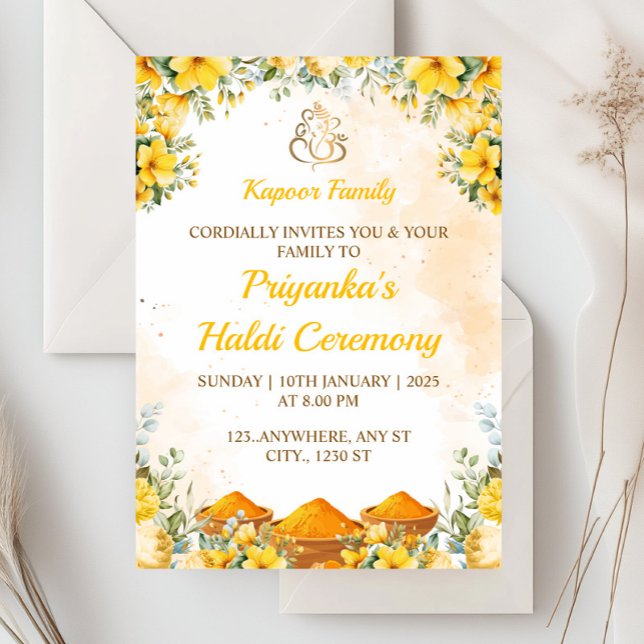 Tarjeta de invitación a la ceremonia de Haldi, Inv (Subido por el creador)