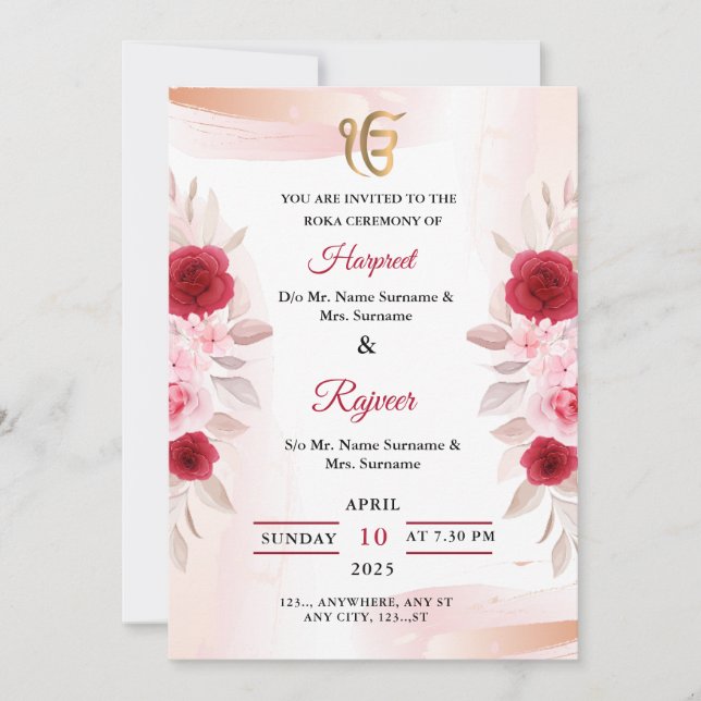 Tarjeta de invitación a la ceremonia de Roka, comp (Anverso)