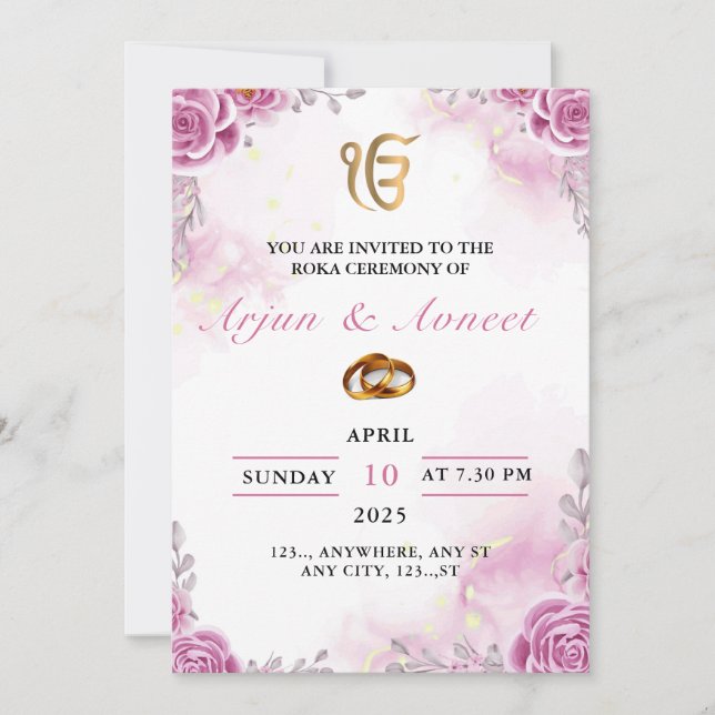 Tarjeta de invitación a la ceremonia de Roka, edit (Anverso)