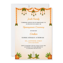 Tarjeta de invitación a la ceremonia de Upanayanam