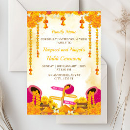 Tarjeta de invitación a la ceremonia Haldi, tarjet