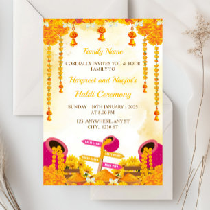 Tarjeta de invitación a la ceremonia Haldi, tarjet