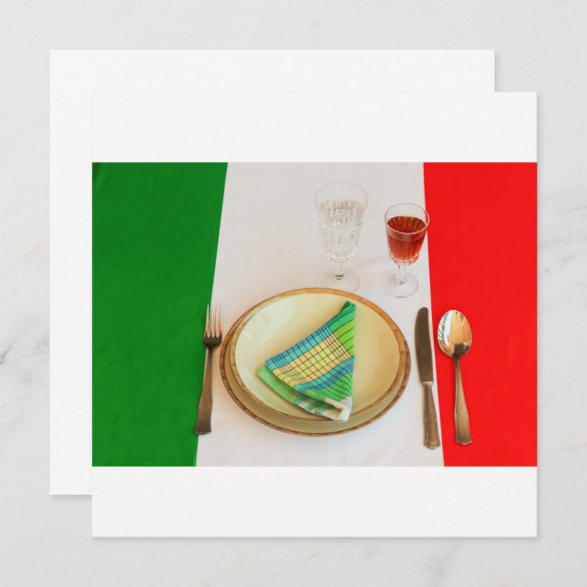 tarjeta de invitación    a la cocina italiana (Anverso / Reverso)