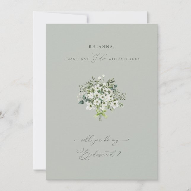 Tarjeta de invitación a la dama de honor Sage Gard (Anverso)