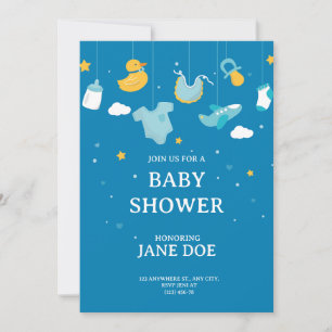 Tarjeta de invitación a la ducha Aestesia Blue Bab