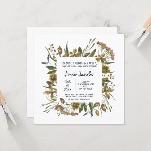 Tarjeta de invitación a la ducha de bebé con borde