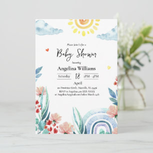 Tarjeta de invitación a la ducha de bebé con diseñ