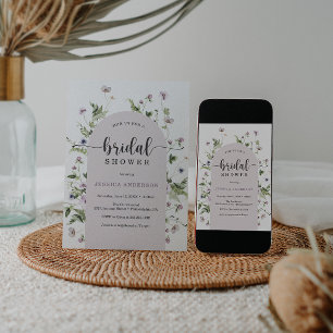 Tarjeta de invitación a la ducha de flores silvest