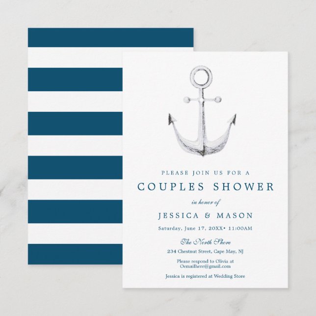 Tarjeta de invitación a la ducha de las parejas de (Anverso / Reverso)
