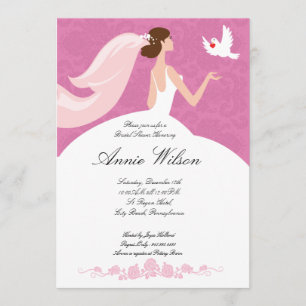 Tarjeta de invitación a la ducha de novia con palo