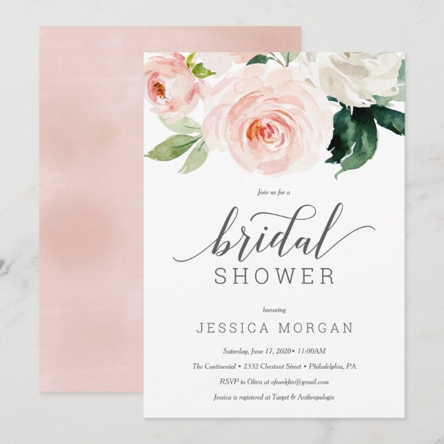 Tarjeta de invitación a la ducha de novia con sang (Anverso / Reverso)