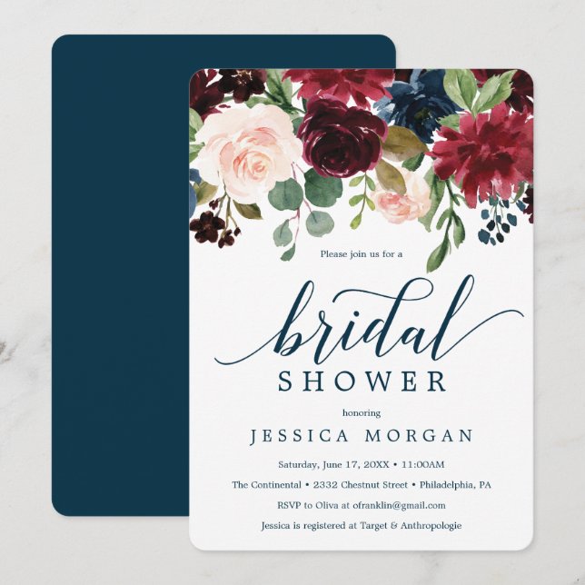 Tarjeta de invitación a la ducha de novia de la Ma (Anverso / Reverso)