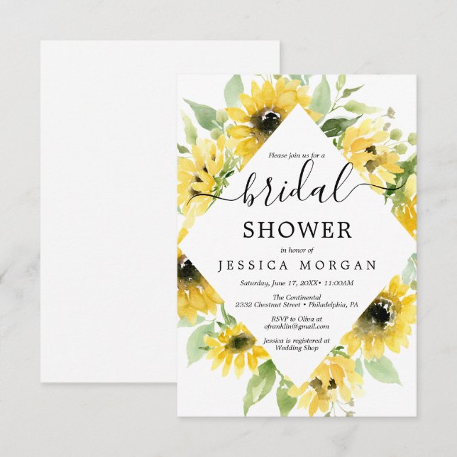 Tarjeta de invitación a la ducha de novia del Sunf (Anverso / Reverso)