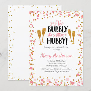 Tarjeta de invitación a la ducha de novia - dorado