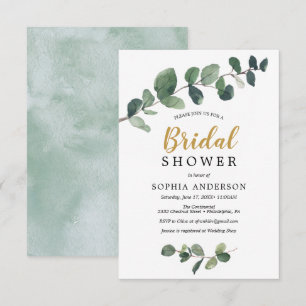 Tarjeta de invitación a la ducha de novia Eucalypt