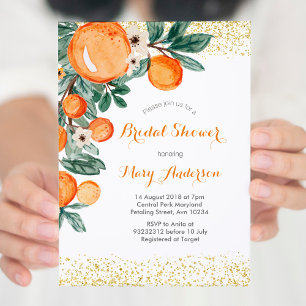 Tarjeta de invitación a la ducha de novia Naranja 