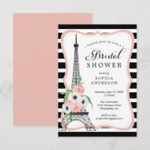 Tarjeta de invitación a la ducha de novia Paris To