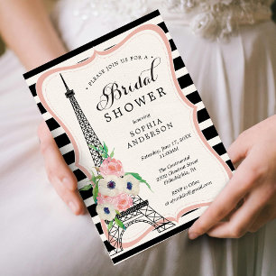 Tarjeta de invitación a la ducha de novia Paris To
