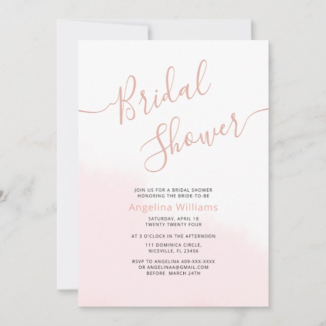 Tarjeta de invitación a la ducha de novia plana (Anverso)