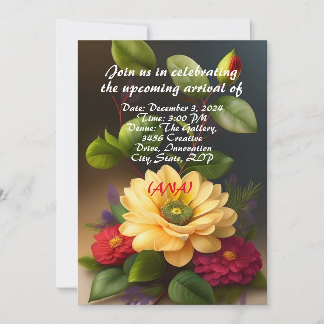 tarjeta de invitación a la ducha para bebé (Anverso)