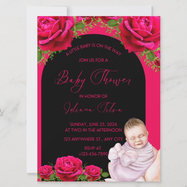 Tarjeta de invitación a la ducha para bebés (Anverso)