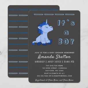 Tarjeta de invitación a la ducha Unicorn Blue Baby