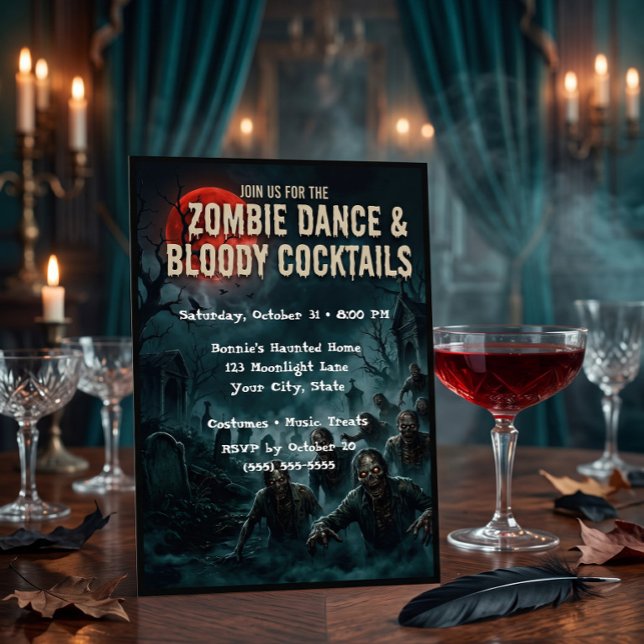 Tarjeta de invitación a la fiesta de baile de zomb (Subido por el creador)