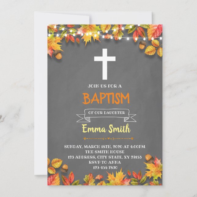 tarjeta de invitación a la fiesta de bautizo de ot (Anverso)
