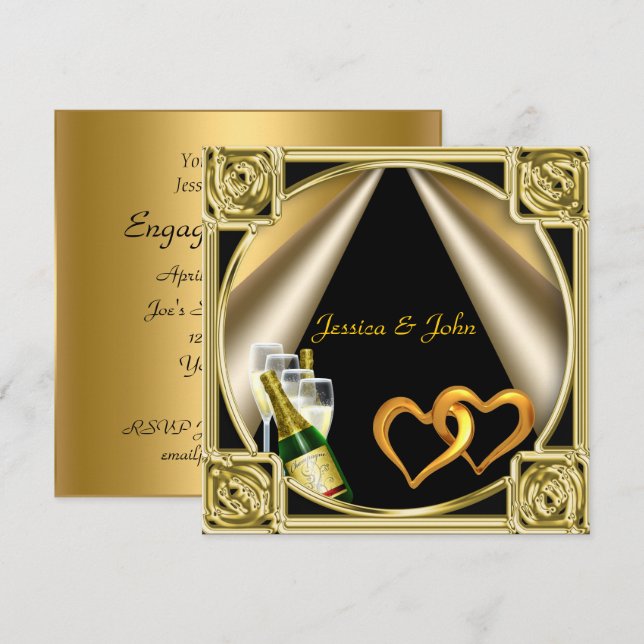 Tarjeta de invitación a la fiesta de compromiso (Anverso / Reverso)