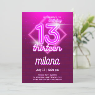 Tarjeta de invitación a la fiesta de cumpleaños 13
