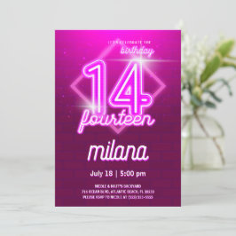 Tarjeta de invitación a la fiesta de cumpleaños 14