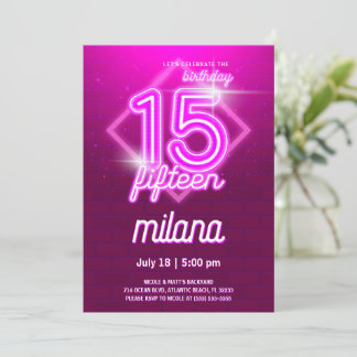 Tarjeta de invitación a la fiesta de cumpleaños 15