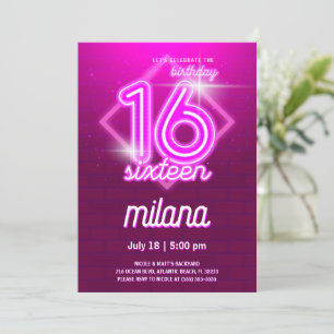 Tarjeta de invitación a la fiesta de cumpleaños 16