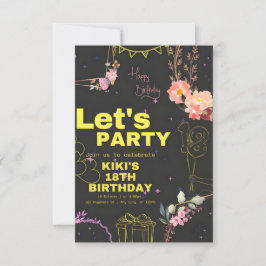 Tarjeta de invitación a la fiesta de cumpleaños 18
