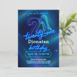 Tarjeta de invitación a la fiesta de cumpleaños 21<br><div class="desc">La tarjeta de invitación a la fiesta de cumpleaños Blue Neon es parte de la colección de la fiesta de cumpleaños neón. Este producto presenta signos de neón,  fondo azul. Hecho principalmente en colores azul y blanco con fuentes decorativas. Explore más productos que coincidan en nuestra tienda.</div>