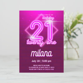 Tarjeta de invitación a la fiesta de cumpleaños 21