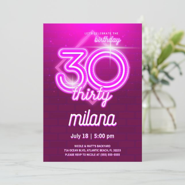 Tarjeta de invitación a la fiesta de cumpleaños 30 (Anverso de pie)