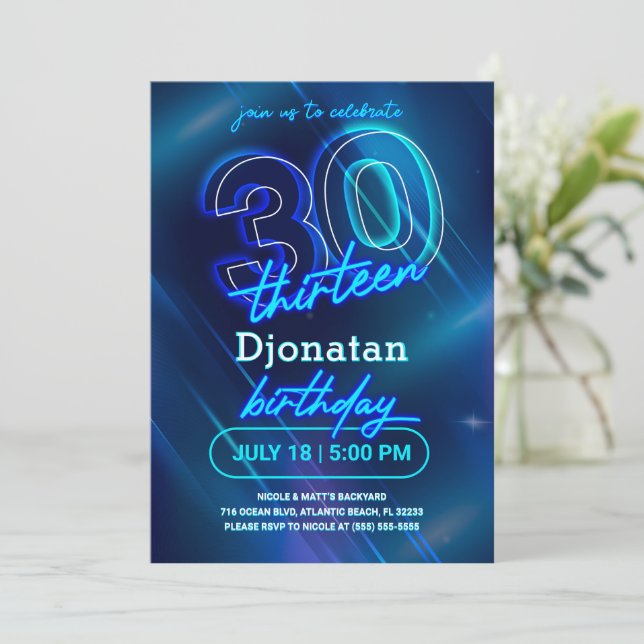 Tarjeta de invitación a la fiesta de cumpleaños 30 (Anverso de pie)