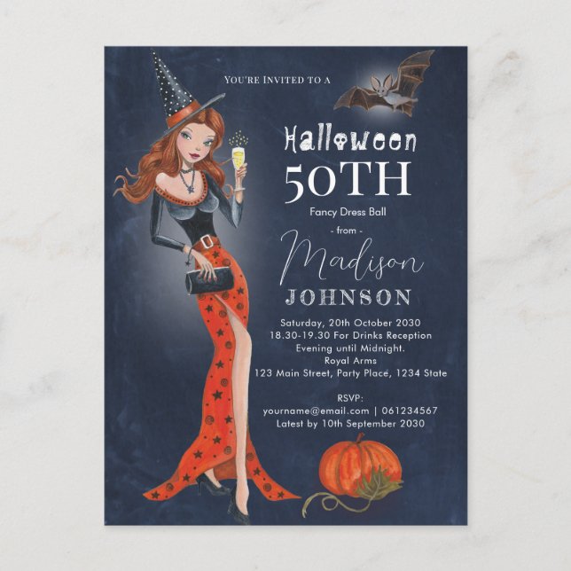 Tarjeta de invitación a la fiesta de cumpleaños 50 (Anverso)