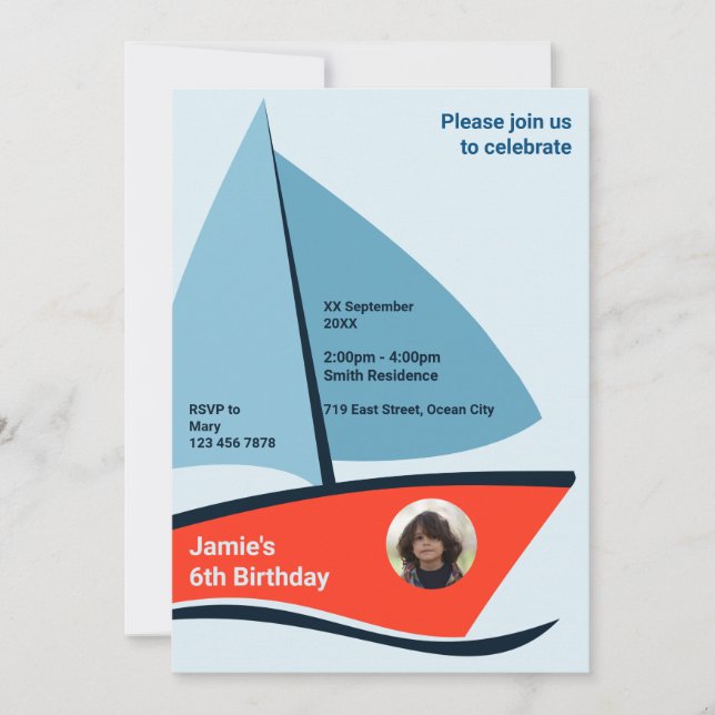 Tarjeta de invitación a la fiesta de cumpleaños 6  (Anverso)