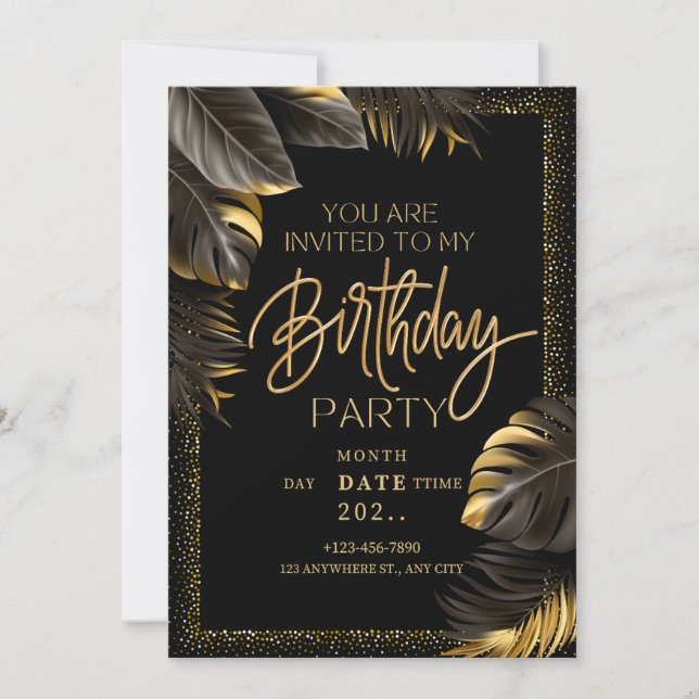 Tarjeta de invitación a la fiesta de cumpleaños Bl (Anverso)