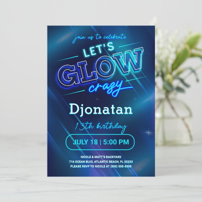 Tarjeta de invitación a la fiesta de cumpleaños Bl (Anverso de pie)