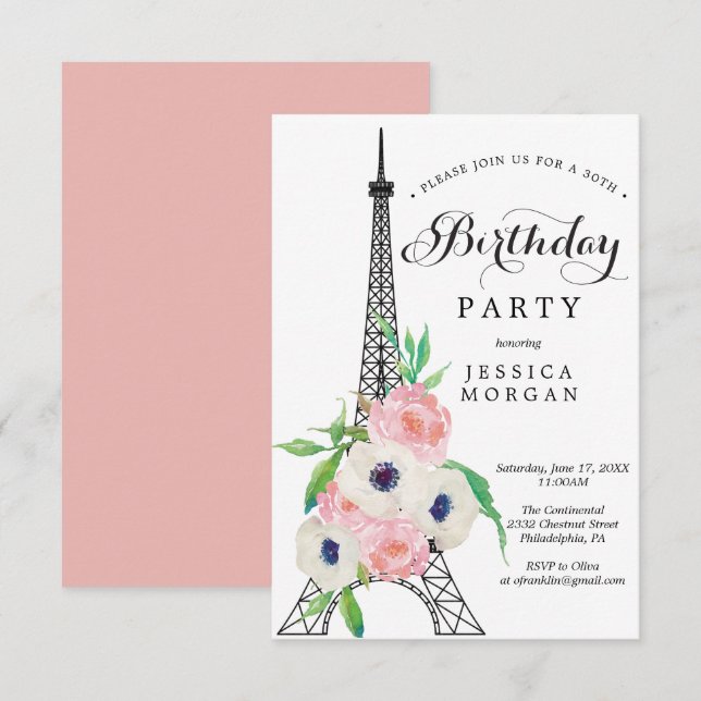 Tarjeta de invitación a la fiesta de cumpleaños Ei (Anverso / Reverso)