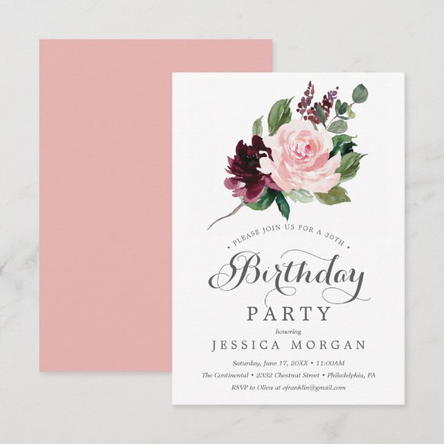 Tarjeta de invitación a la fiesta de cumpleaños en (Anverso / Reverso)